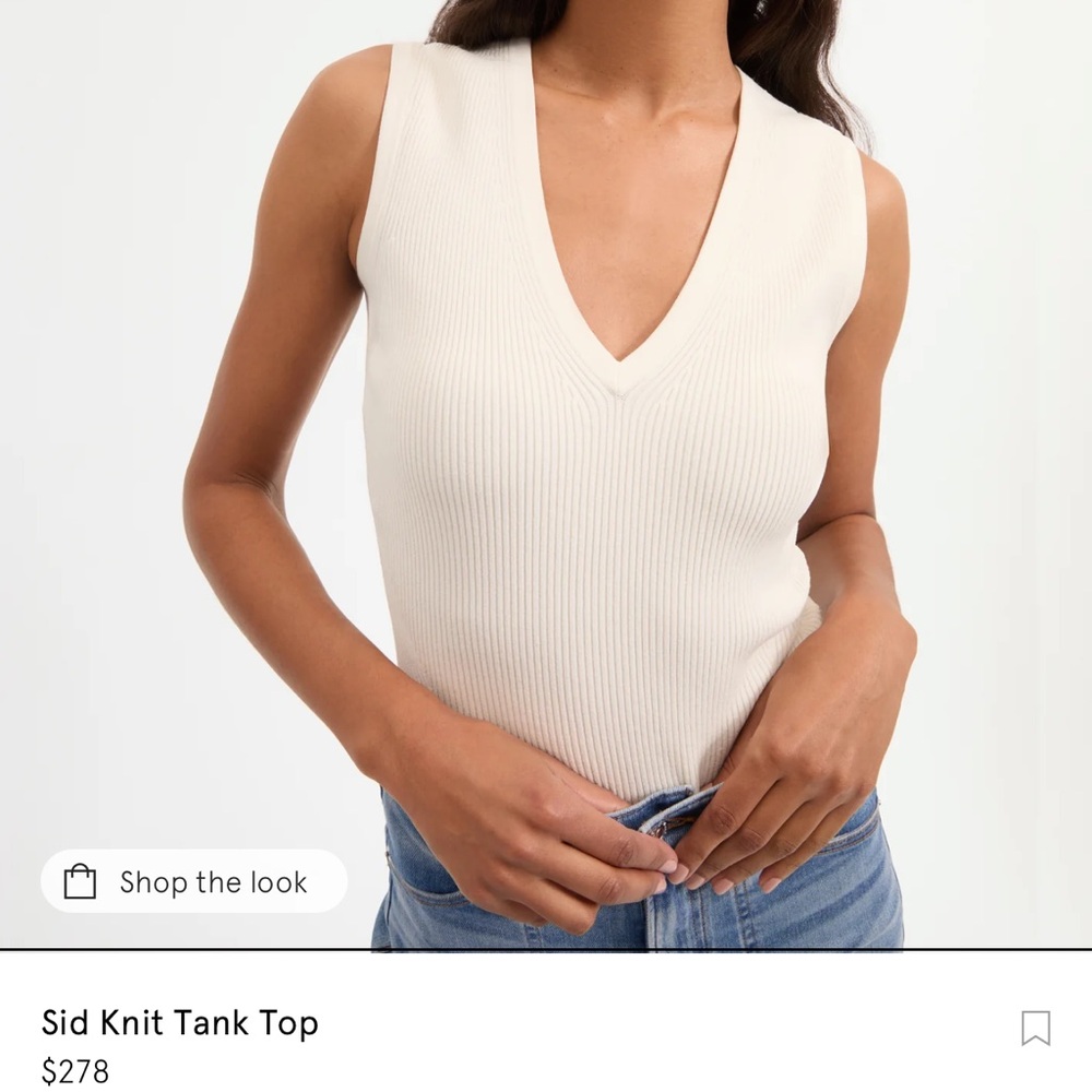 Veronica Beard Sid Knit Off White Tank Top